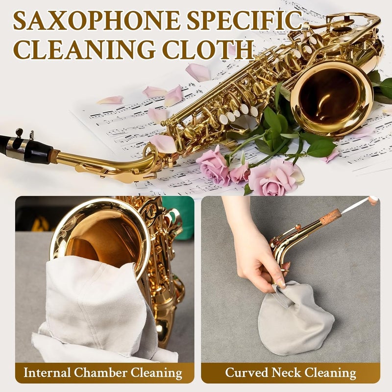 Ancable Alto Saxophone Cleaning Set, 2-Pack Microfiber Clean Polish Cloths for Musicians and Students Musical Instrument Cleaning Tool Set for Enhance Shine, Improve Sound - Image 2